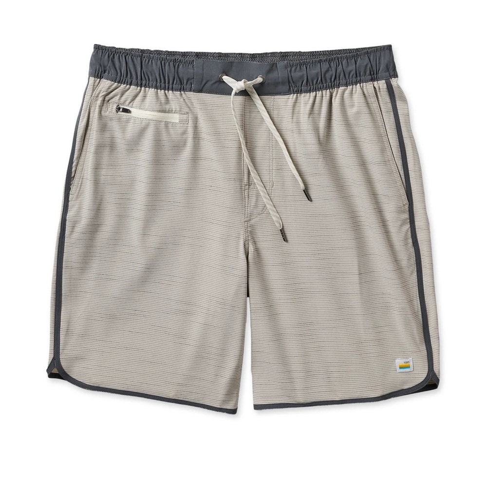 Men’s Athletic Banks Short in Beachsand Slub Stripe in Size Large